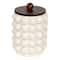 Hello Honey® White Raised Dots Stoneware Canister with Acacia Wood Lid